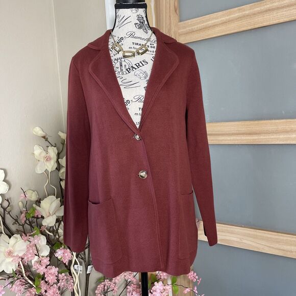 J. Crew Womens Sweater Cardigan XS Juliette Collarless Knit Burgundy Red - Picture 1 of 9